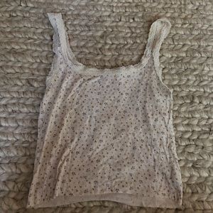 american eagle ribbed floral lace tank top